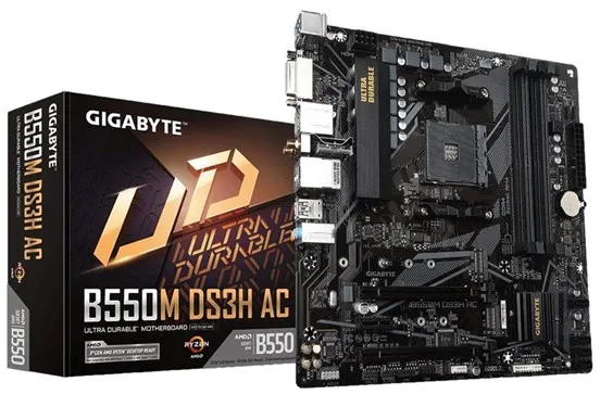 GIGABYTE B550M DS3H AC Emolevy - AMD B550 - AMD AM4-kanta - DDR4 RAM - Micro-ATX