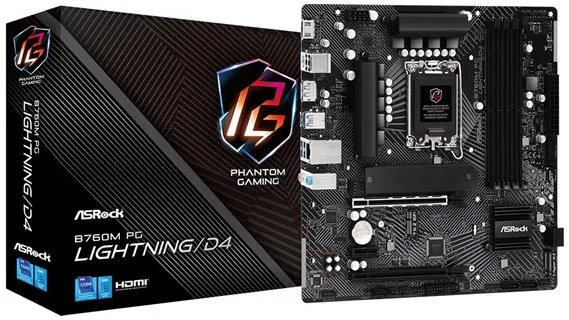 ASRock B760M PG LIGHTNING/D4 Emolevy - Intel B760 - Intel LGA1700-kanta - DDR4 RAM - Micro-ATX